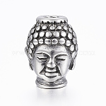 316 chirurgische Edelstahlperlen, Buddha, Antik Silber Farbe, 13x10x9 mm, Bohrung: 3 mm
