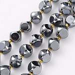 Brins de perles de pierre terahertz, avec des perles de rocaille, dés célestes à six faces, facette, 10~10.5x10~10.5mm, Trou: 1mm, Environ 17 pcs/chapelet, 7.99 pouce (20.3 cm)