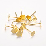 Accessoires clous d'oreille de base plat en fer plaqué d'or, or, 11x6mm, pin: 0.7 mm