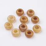 Perle naturali di giada gialla naturale, perline con foro grande, rondelle, 14x7~8mm, Foro: 6 mm