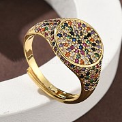 Манжеты из латуни с микро паве кубический цирконий для женщин RJEW-A069-13G-01