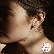 S925 серьги-гвоздики с кисточками из стерлингового серебра с прозрачным кубическим цирконием FD9909-2