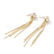 Серьги с кисточками и цепочкой из латуни EJEW-A056-40G