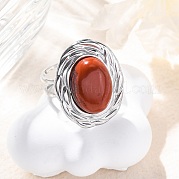 Овальные перстни из натуральной красной яшмы RJEW-M063-01P-12