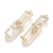 Brass Micro Pave Clear Cubic Zirconia Hook and S-Hook Clasps KK-S356-064-NF