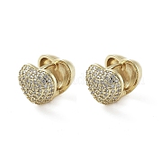 Серьги-кольца из латуни с фианитами в форме сердца EJEW-Q811-26G