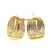 Серьги-гвоздики из латуни с кубическим цирконием и стеклом EJEW-M048-02G