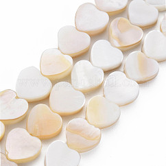 Hebras naturales de cuentas de concha de agua dulce, corazón, color de concha, 8x8~9x2.5mm, agujero: 1 mm, aproximamente 47~48 pcs / cadena, 14.06 pulgada ~ 14.37 pulgadas (35.7~36.5 cm)
