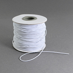 Cordon élastique rond, avec l'extérieur de la fibre et caoutchouc à l'intérieur, pour chaîne de bracelet, couverture de bouche de bricolage, blanc, 1mm, environ 109.36 yards (100 m)/rouleau