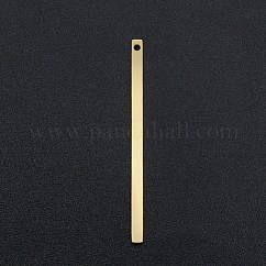 201 colgantes de acero inoxidable, Corte con laser, bar, real 18k chapado en oro, 34.5x2x1mm, agujero: 1.2 mm