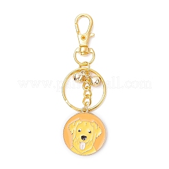 5 stücke 5 arten flache runde mit hund muster legierung emaille schlüsselanhänger&nbsp;KEYC-JKC01351