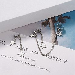 Boucles d'oreilles asymétriques en forme d'étoile en acier inoxydable 304 résistant au ternissement&nbsp;EJEW-JE04889-02