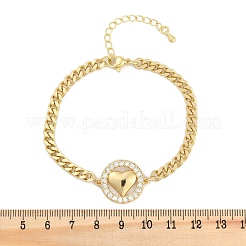 Pulseras de eslabones de circonita cúbica transparente con micro pavé de latón&nbsp;BJEW-M050-03G-02