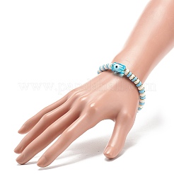 4 pièces 4 couleurs à la main mauvais œil lampwork colonne perlée bracelets extensibles ensemble&nbsp;BJEW-JB08904