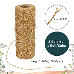 2 Rolle 2 Farben geflochtene Metallschnur aus Polyester&nbsp;OCOR-PH0002-82