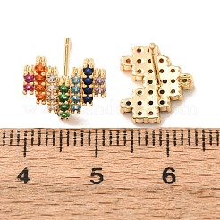 Aretes de latón con micro pavé de circonio cúbico para mujer&nbsp;KK-CBADFF4-04G