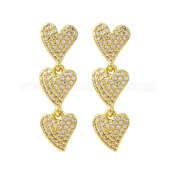 Orecchini a bottone in ottone con zirconi chiari e micro pavè&nbsp;EJEW-H158-10G