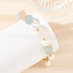Bracelets en perles de quartz rose naturel brut et de morganite pour femmes&nbsp;BJEW-JB14295