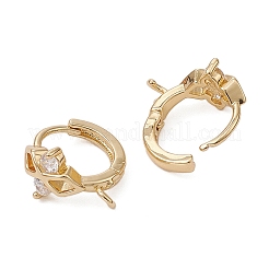 Micropave de latón claro fornituras de aretes de aro de circonio cúbico&nbsp;ZIRC-YW0001-06G