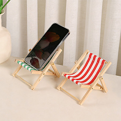 4 soporte para teléfono móvil en forma de mini silla de poliéster y madera de 4 colores&nbsp;AJEW-CP0012-32B