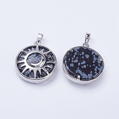 Natur Schneeflocken-Obsidian Anhänger&nbsp;G-K234-B08