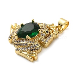 Pendenti in ottone placcato a cremagliera con micro pavè di zirconi verdi&nbsp;KK-C047-01B-G