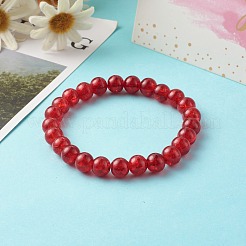 Set di bracciali elasticizzati con perline rotonde in vetro craquelé verniciato a spruzzo&nbsp;BJEW-JB06481