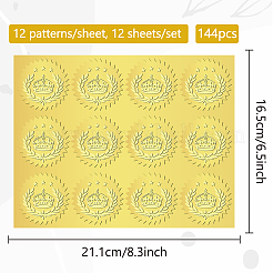 12 hoja de pegatinas autoadhesivas en relieve de lámina dorada.&nbsp;DIY-WH0451-020
