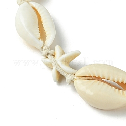 Armbänder aus geflochtenen Perlen aus natürlichen Muscheln und synthetischen türkisfarbenen Seesternen&nbsp;BJEW-JB10081