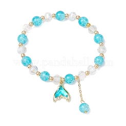 4 Stück Stretch-Armbänder aus Messing und Glasperlen&nbsp;BJEW-JB11769-01