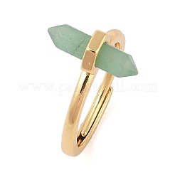 Anillos ajustables de piedra mixta natural con prisma hexagonal de doble punta para mujer&nbsp;RJEW-G327-01G