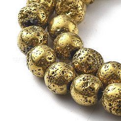 Brins de perles de pierre de lave naturelle galvanisées&nbsp;G-A251-B01-01D