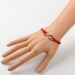 Cavo di pelle scamosciata del faux braccialetti di collegamento in lega infinity&nbsp;BJEW-JB01260-02