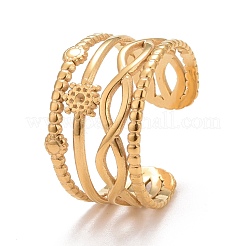 Anello aperto a forma di fiocco di neve in acciaio inossidabile 304 con placcatura ionica (ip) per donna&nbsp;RJEW-A005-22G