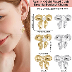 12 pièces 2 couleurs laiton micro pavé pendentifs en zircone cubique claire&nbsp;KK-BBC0015-63