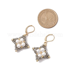 Orecchini a leva con perline di vetro e rombi&nbsp;EJEW-MZ00346-02