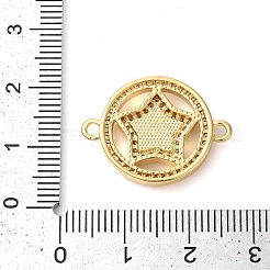 Anello in ottone placcato a cremagliera con micro pavé di zirconi trasparenti con ciondoli per connettori a maglie a stella&nbsp;KK-K385-086G
