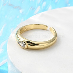 Anello solitario con zirconi cubici a goccia per lei&nbsp;RJEW-C017-10G-RS