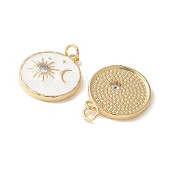 Pendentifs en laiton micro pavé de zircons cubiques transparents et émail&nbsp;KK-Q031-13G