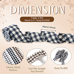 3 rouleau de ruban effiloché en coton et lin tartan&nbsp;OCOR-TAC0035-11B
