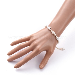 Braccialetti con perle di perle keshi naturali barocche&nbsp;BJEW-JB05266-01