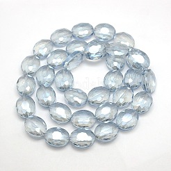 Facettierten galvanisieren Kristallglas Oval Perlen Stränge&nbsp;EGLA-F059B-13