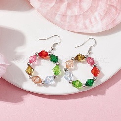 Bunte Ring-Ohrringe aus Acrylperlen&nbsp;EJEW-JE05631-02