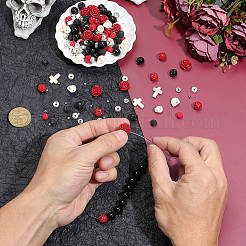 DIY-Kits zur Herstellung von Armbändern/Halsketten mit Rosenschädel&nbsp;DIY-AR0005-28