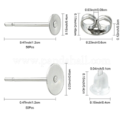 100 pièce de 2 styles de boucles d'oreilles à tige en acier inoxydable 304&nbsp;STAS-YW0003-44