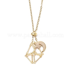 3 pièce 3 styles 304 en acier inoxydable pochette en macramé vide pendentif étoile lune chaîne de câble colliers&nbsp;NJEW-JN05282