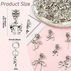 60 Stück 10 Stil Legierung Bowknot europäischen baumeln Charms&nbsp;PALLOY-CJ00189