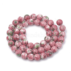 Brins de perles rondes en jade blanc océan naturel teint&nbsp;G-R295-4mm-12