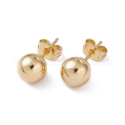 Orecchini a bottone tondi in ottone con placcatura a cremagliera da donna&nbsp;EJEW-F294-08D-G