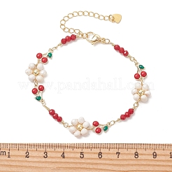 Bracelets en laiton émaillé à maillons cerise pour femmes&nbsp;BJEW-JB14046